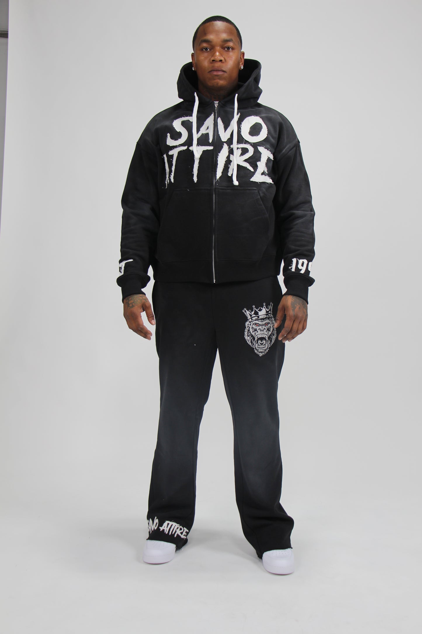 Black Stone Washed Sweatsuit