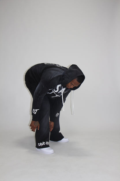 Black Stone Washed Sweatsuit