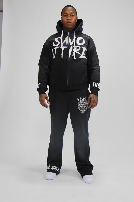 Black Stone Washed Sweatsuit